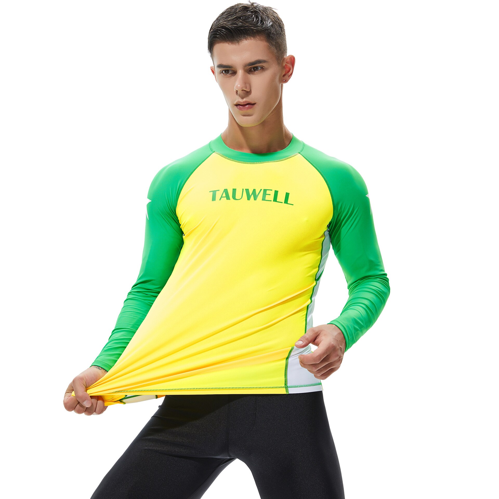 Rashguard Men Long Sleeve Swimwear Swim Shirt Lycra Surfing Rash Guard Swimsuit for Swimming Sailing Diving Wetsuit Clothes: 2 / S