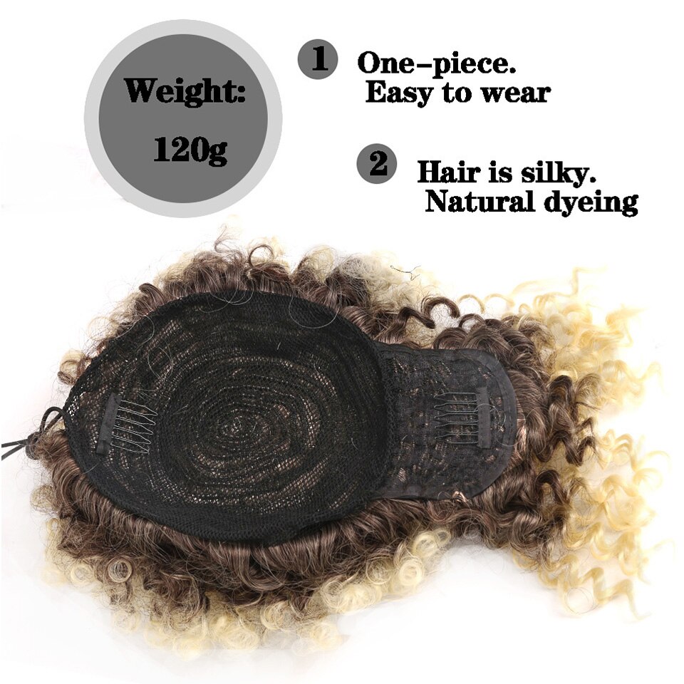 HOUYAN Women's African bun with bangs high temperature and fluffy synthetic ponytail clipped to the hair extension