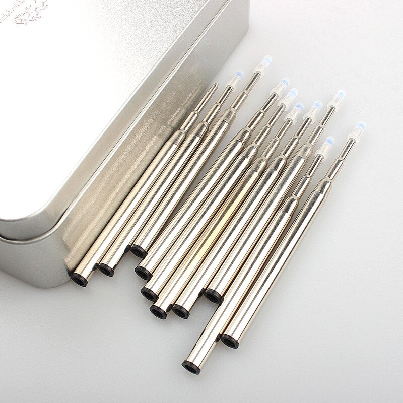 10 PCS Blauwe Metalen Pen Refill Balpen Vullingen Fijne Punt Medium Standaard voor Stijl Inkt Balpen