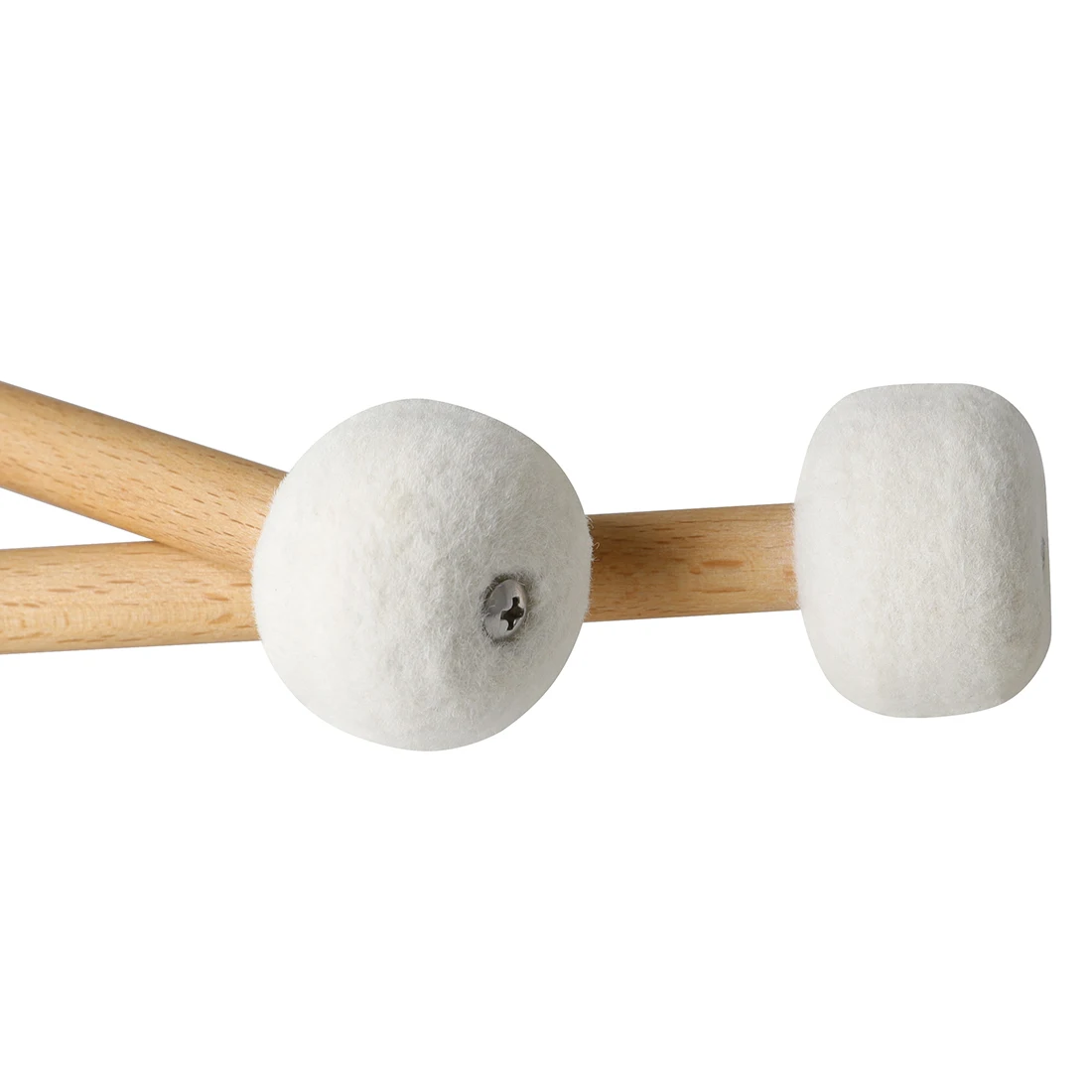 Baquetas de tambor de fieltro, mazos de tambor con mango de madera maciza, piezas de tambor timbales, accesorios para instrumentos de percusión, 1 par