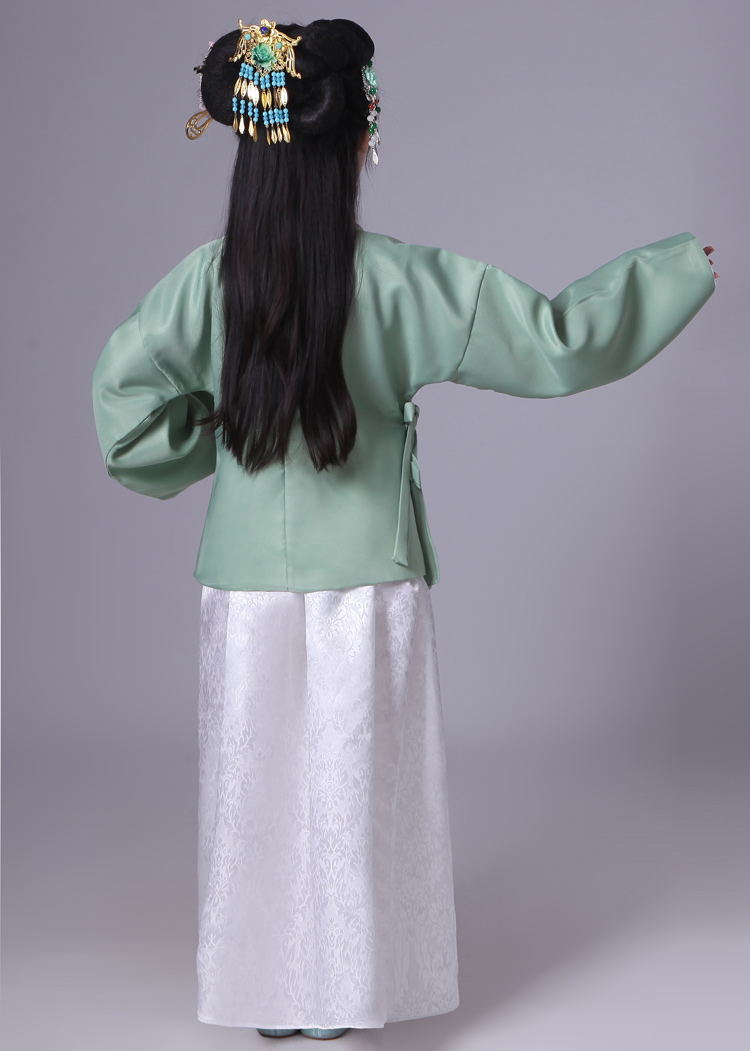 Traje tradicional chino para niños, uniforme escolar antiguo para niñas, blusa + vestido para niños, disfraz de cosplay para bailar en grupo