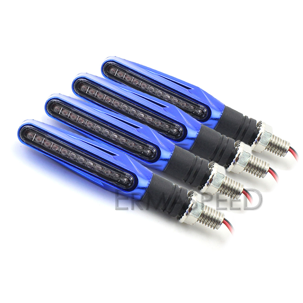 2 Pairs Universal Motorcycle LED Turn Signal Light Indicator Flasher Light Flexible Amber Blinker Lamp Light for Moto motorbike: Blue