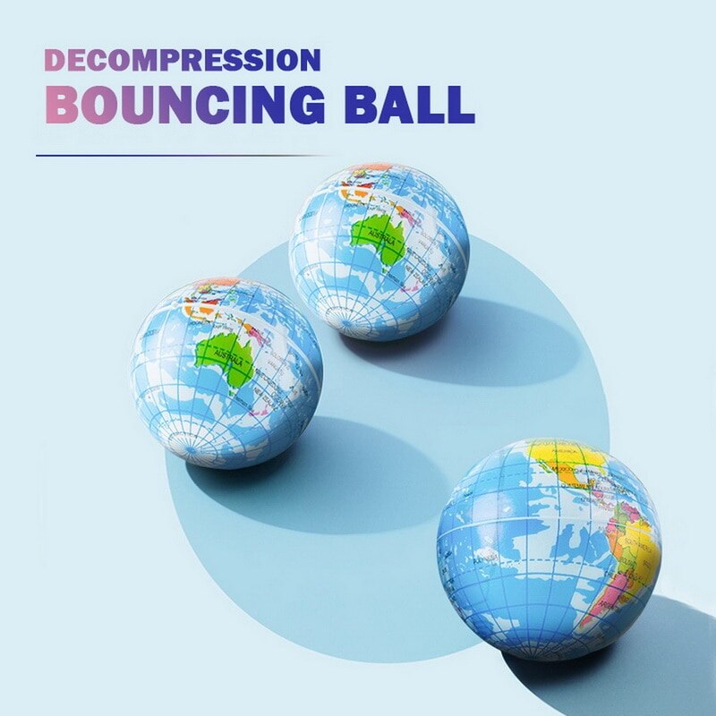 1Pcs 63Mm Aarde Bal Speelgoed Voor Kinderen Schuim Globe Anti Stress Wereldkaart Bal Atlas Globe Palm bal Planeet
