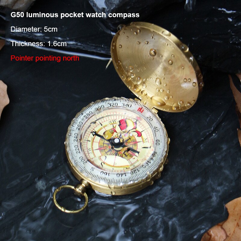 Compasses Camping Hiking Brass Gold Compass Pocket Watch Retro Portable Compass Navigation Outdoor Activities