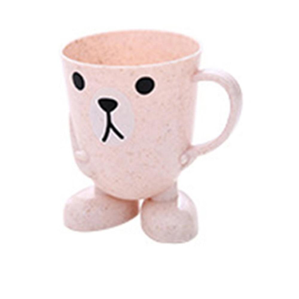 Cute Children Cartoon Animal Plastic Brush Teeth Child Toothpaste Toothbrush Holders Couple Brushing Mug Mouth Cup: beige