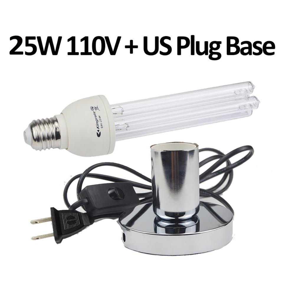 Lámpara de cuarzo UVC para desinfección hogar lámpara UV 220V 110V lámpara bactericida lámpara germicida E27 baño lámpara antibacteriana: 25W 110V US Plug / With Ozone