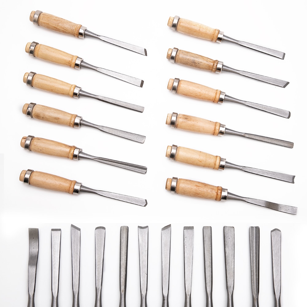 12 Pcs/bag Carving Chisel Sharp Woodworking Tools Carrying Case Manual Wood Carving Hand Tools Set For Carpenters