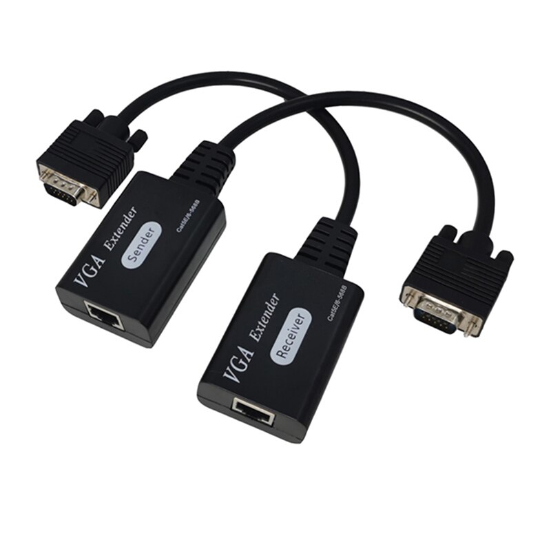 Active VGA extender over ethernet Single RJ45 Cat 5e/6 Network Cable VGA Signal Extender Adapter Support 1080P Full 3DUp To 60M