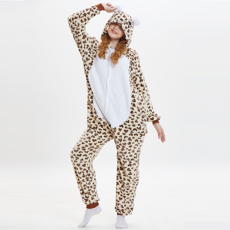 Kigurumi léopard ours capuche onesie hommes femmes kugurumi combinaison pyjama adulte flanelle toute une pièce pyjamas animaux onsies