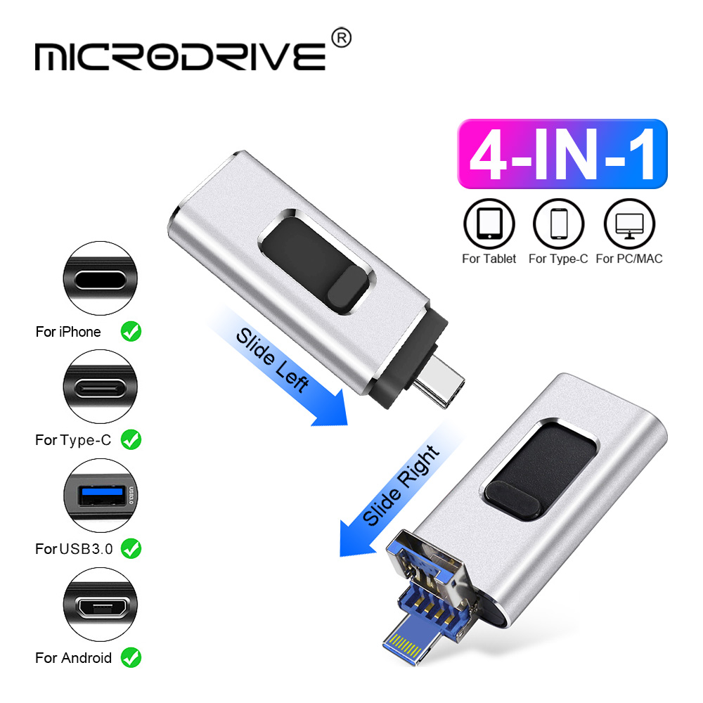 Usb-minnen 4 in, 1 typ c-kompatibel iphone/ios/apple/ipad/android och  pc 512gb lightning otg jump drive 3.0 usb-minnen