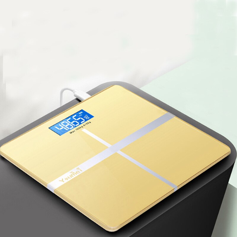 Portable Bathroom Scale Body Weight Digital Scale USB Charging Floor Smart Scale For Weighing LED Display Electronic Scale: Yellow
