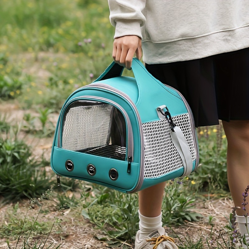Jaula de viaje transparente para pájaros con bandeja y malla: una jaula de transporte para exteriores con cremallera segura, adecuada para loros y mascotas pequeñas