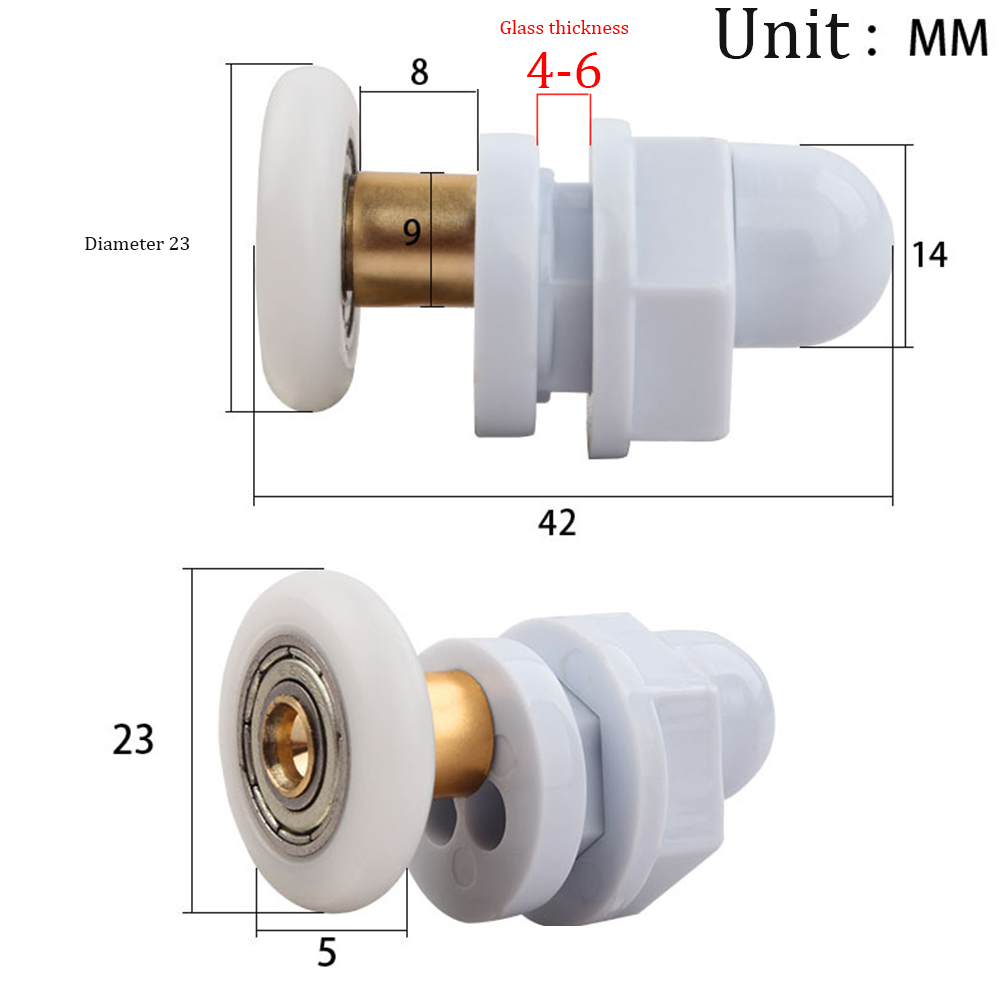 4pcs19mm/23mm/25mm/27mm/29mm Door Roller Shower Rooms Cabins Pulley / Shower Room Roller /Runners/Wheels/Pulleys Diameter: Beige
