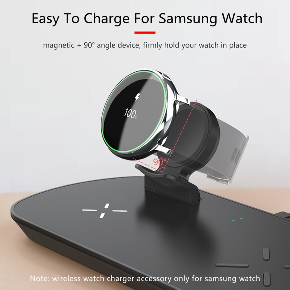 DCAE 3 in 1 Wireless Charger for Samsung Galaxy Watch Gear Active Buds 10W QI Fast Charging Dock Station For iPhone Airpods Pro