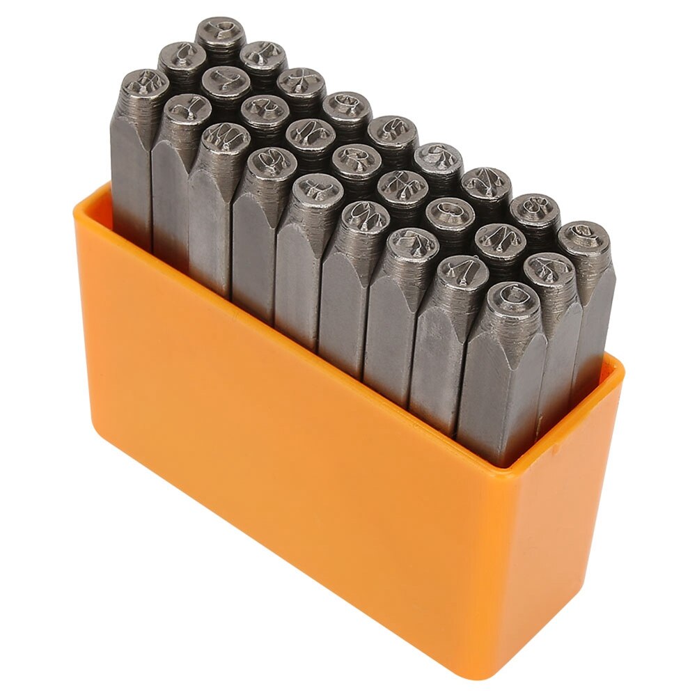 Punzón de letra SetCarbon SteelChrome-De cuero Chapado en joyería de madera de suministros sello golpe herramienta