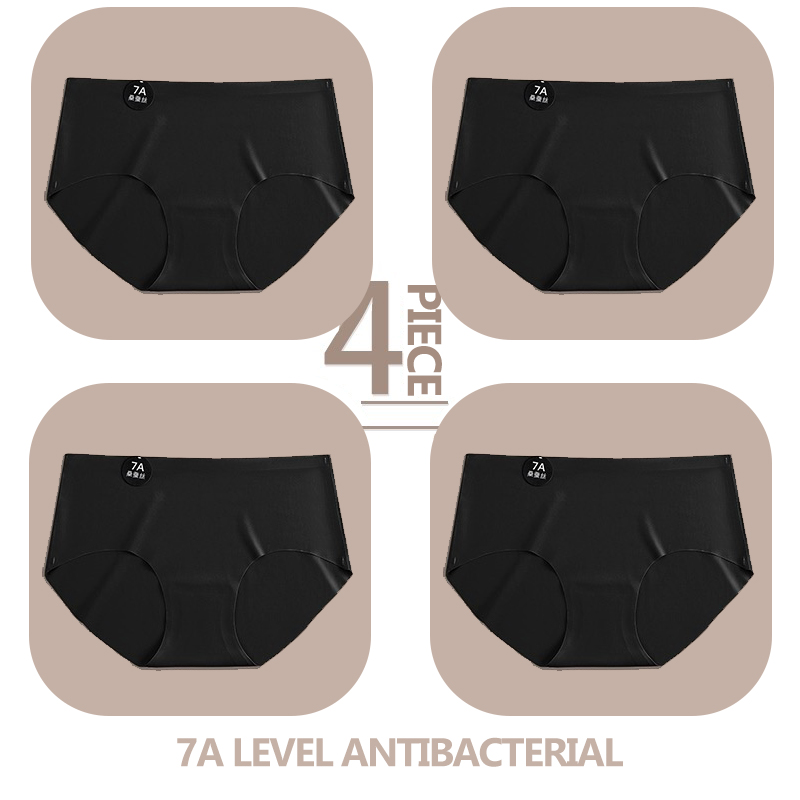 4PCS/Set Seamless Slik Women Panties Ultral Thin Briefs High Elastic Breathable Underwear 7A Comfortable Intimates Soft Lingerie: XXS / Beige