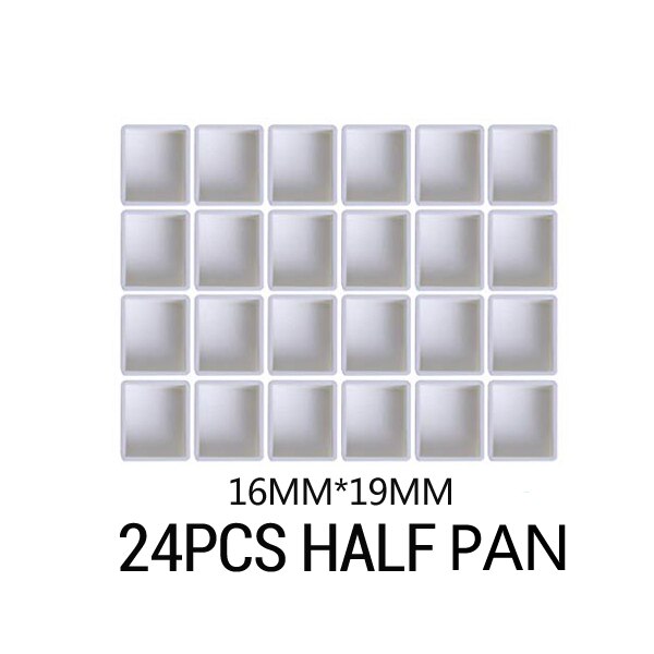 6/12/24/36/48Pcs Empty Half/Full Pan White Half Pans Paint Plastic Watercolor Paint Grid Half Pans Artists Palette Art Supplies: 24Pcs Half