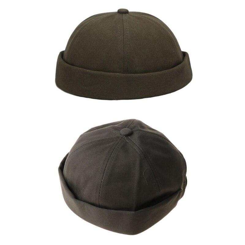 Mannen Vrouwen Retro Dome Meloen Brimless Beanie Solid Kleur Trendy Yuppies 6 Panelen Casual Katoen Docker Sailor Hoed.