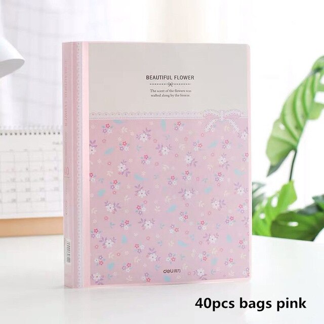80 Pages Waterproof Multilayer Insert A4 File Folder Bag Document Organizer Bag Paper Storage Case Music Score Clip Pamphlet Box: Pink 40 Pages