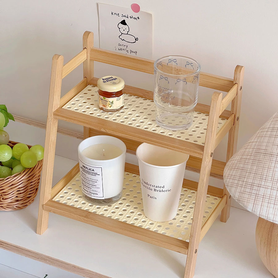 Aanrechtorganisator 2-laags koffiekophouder Multifunctionele bamboe opbergplank voor hotelappartement Kaptafel Keuken Thuis