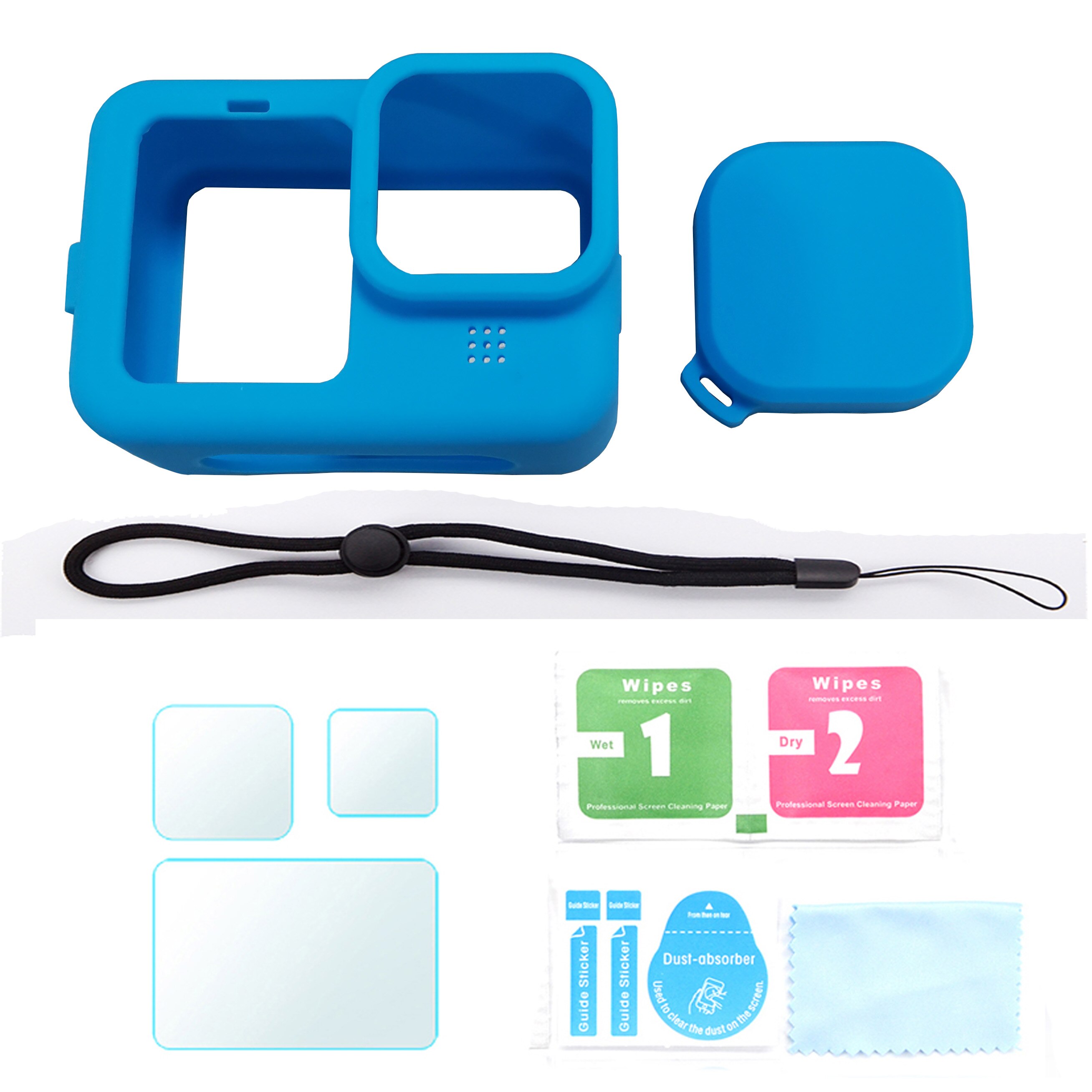 Siliconen hoesje voor gopro hero 9, zwarte beschermhoes, veiligheidshoes met polsbandje: D