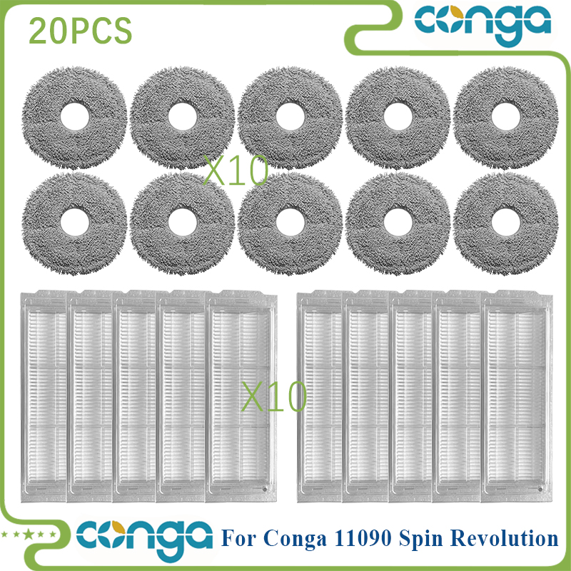 Fit For Cecotec Conga 11090 Spin Revolution Robot Vacuum Parts Roller Side Brush Hepa Filter Mop Cloth Rag Dust Bag accesorios