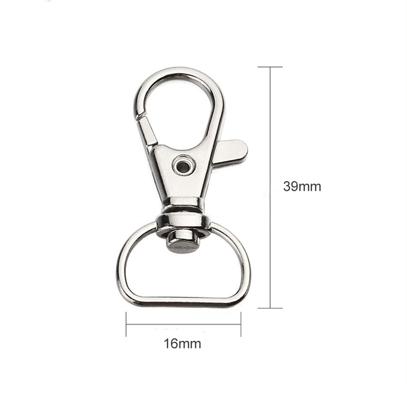 10 st kläder sömnad tyg karbinhake lanyard pyssel metall vridbar avtryckare utomhus ryggsäck väska delar 6 storlekar hummer lås: 16mm