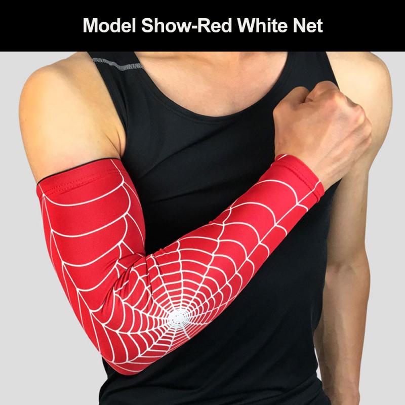 Basketball Sport Arm Sleeve Armguards Quick Dry UV Protectin Running Elbow Support Arm Fitness Elbow Pad Cycling Elbow pad: Red White / M