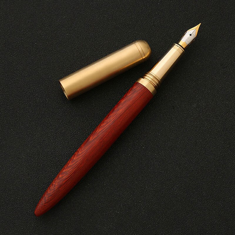 Pluma estilográfica de madera de de lujo, plumas de caligrafía de punta fina de 0,7mm, escritura de Metal, de madera, papelería, suministros escolares de oficina: Sandal Wood
