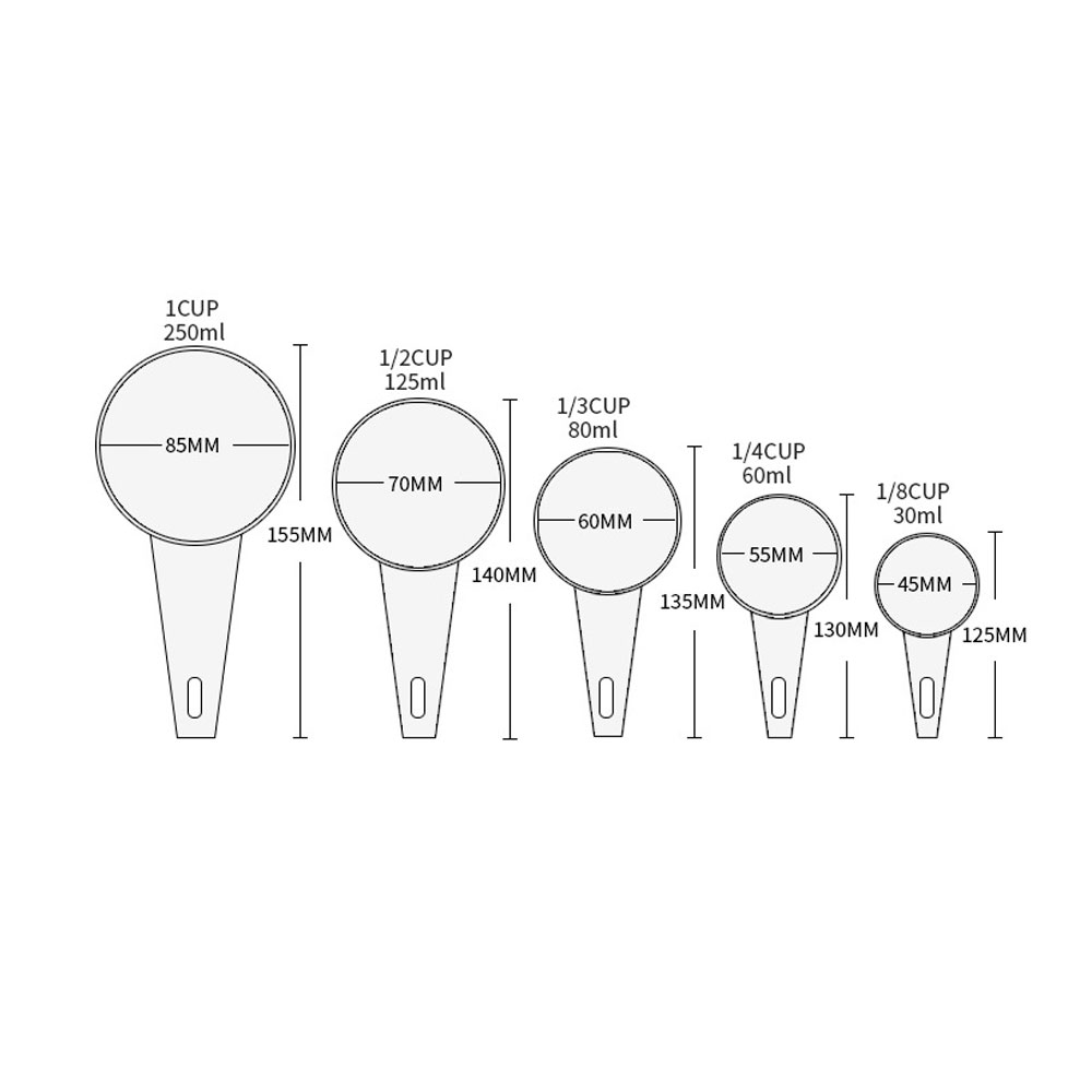 Tazas medidoras para cocina, utensilios de cocina para medir la harina, el azúcar y el café, 5 piezas