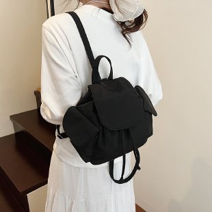 Famous Cloud Backpack Solid Color Women's Summer Travel Bag Large Capacity Multi Pocket Student Backpack: black