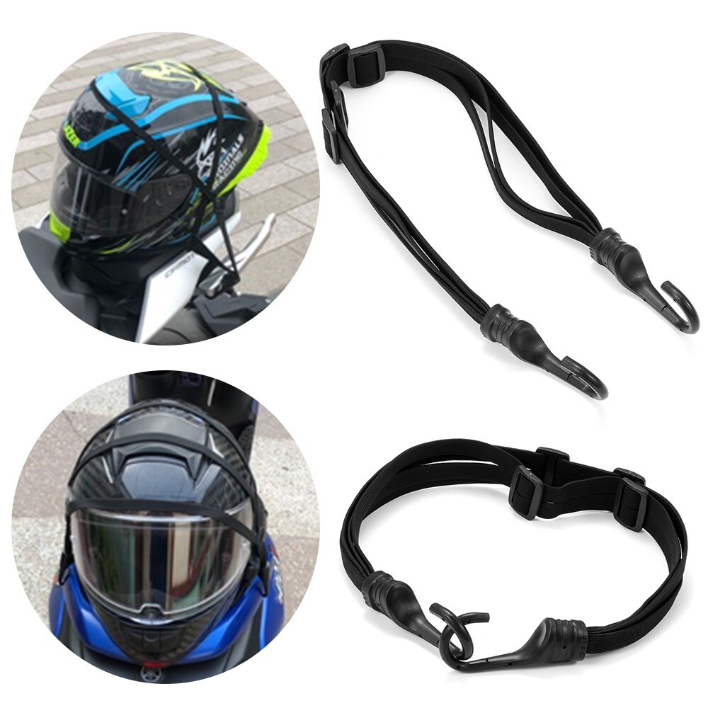Correa de cuerda elástica para equipaje de casco retráctil de fuerza útil, correas de transporte para motocicleta con 2 ganchos, accesorio para motocicletas, 1 ud.