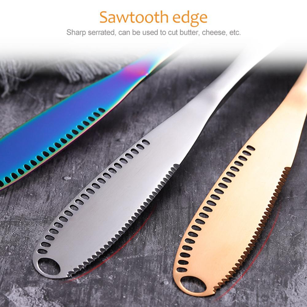 4 stk 304 smørstrøkniv i rustfritt stål skjærer krøller smørkniv med tagget kant