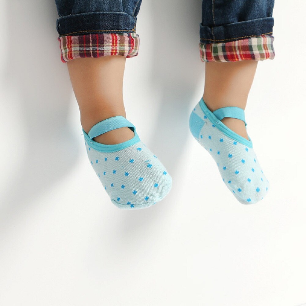 Chaussettes antidérapantes en coton pour petite fille | Chaussons pour nourrissons et -né, chaussures bottes: Blue