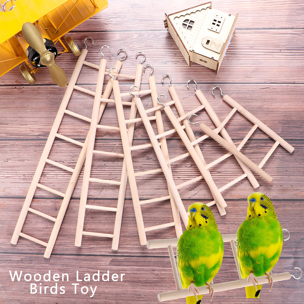 1 Uds Swing de escalera escalada de madera escaleras para pájaros juguetes loro juguete hámster de juguete artesanal jaula decoración suministros