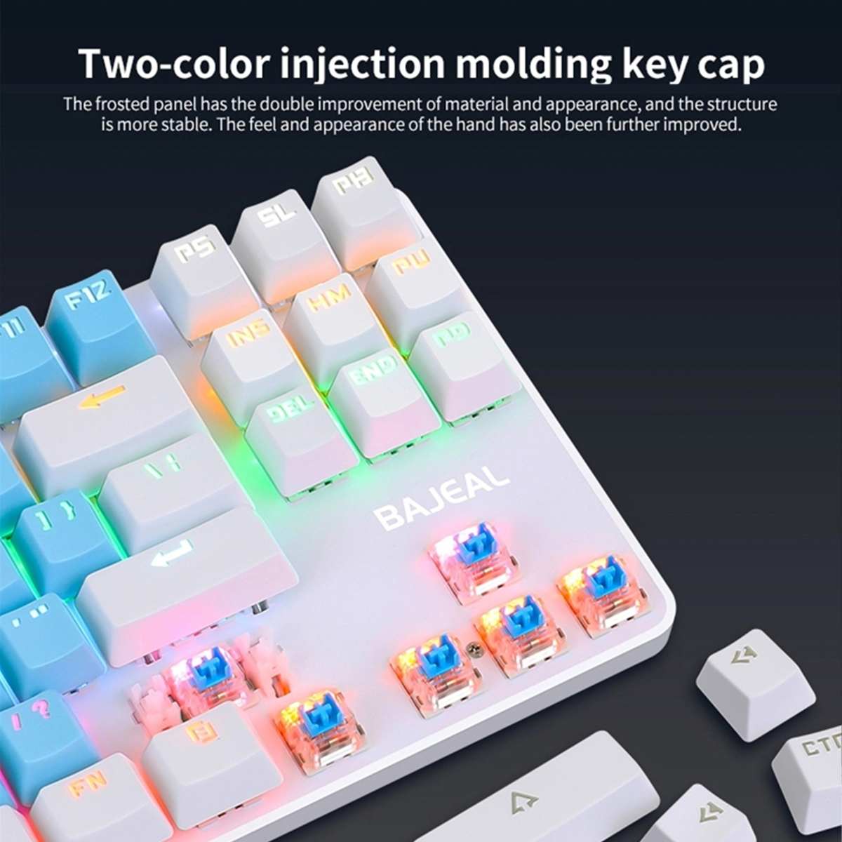 BAJEAL K100 87 Keys Wired Gaming Mechanical Keyboard Two-Color Blue Switch LED Backlight Keyboard For PC Gamer Laptop Computer