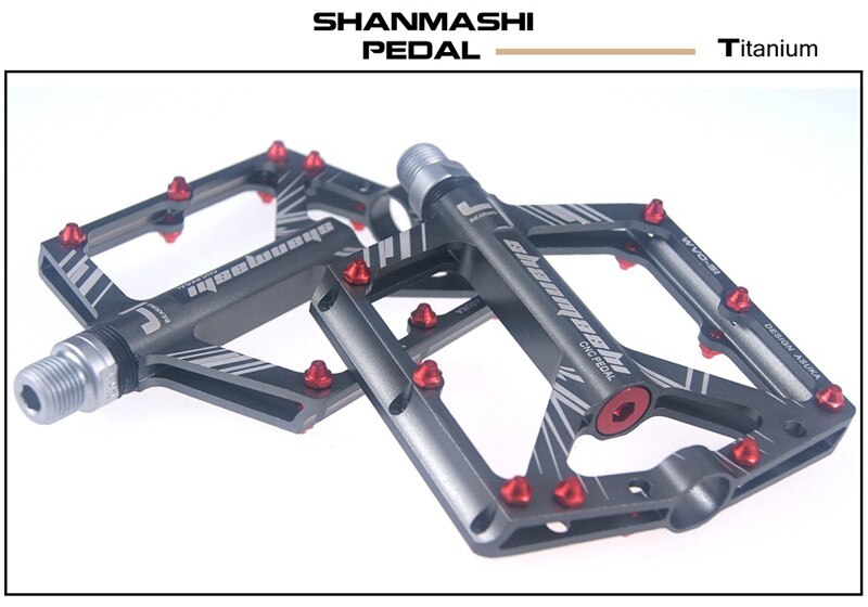 1 par sykkelpedaler 4 lagre avlet, sklisikker cnc aluminiumslegering sykkelpedal ultratynn mtb-pedal med lenker: titan