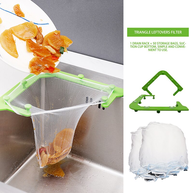Aanrecht Filter Mesh Bag Self-Staande Gootsteenzeefje Wegwerp Voedsel Vegetabl Gootsteen Stop Afvoer Filter Anti-Blocking gadget