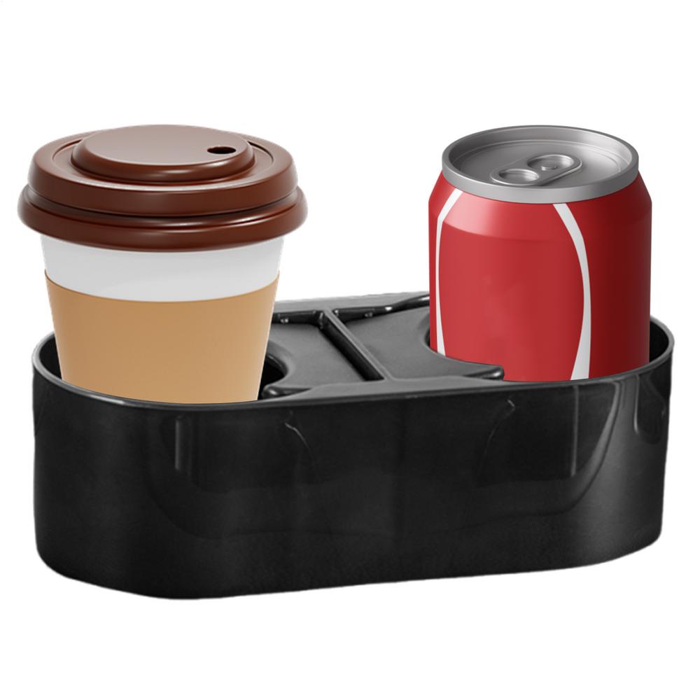 Bil drikkeholder dobbel kjøretøy koppholder bil fast drikkebrakett konsollorganisator for tur offroad camping: Svart