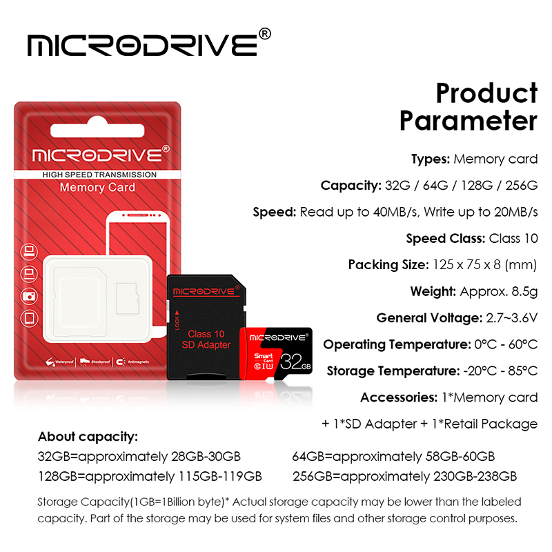 Micro Memory SD Card 256GB 128GB 32GB 64GB 16GB Mini SD Card SD/TF Flash Card 32 64 128GB Class 10 Memory Card For Phone