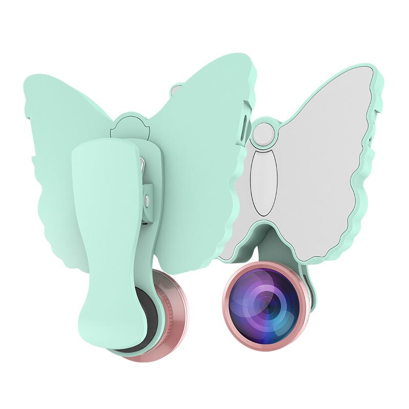 Verschönerungs-set für iphones: led-selfie-ringlicht mit blitz, 4k hd-weitwinkel- und  + 50x makro-/fisheye-kameras: Blau