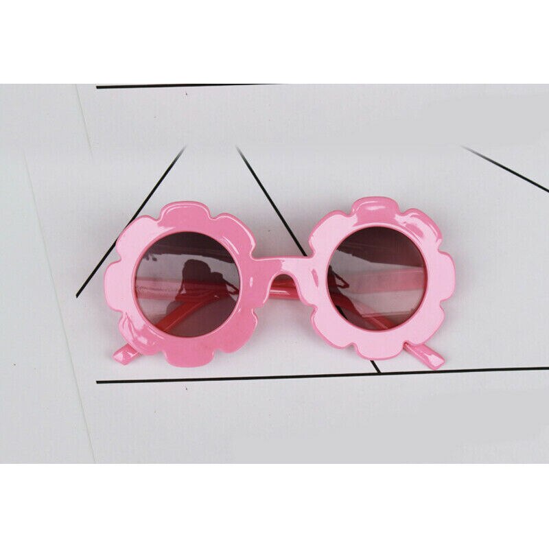 Gafas de sol redondas para niños y niñas, lentes de sol infantiles con flores, de plástico, para exteriores, a la , Reino Unido: Rosa