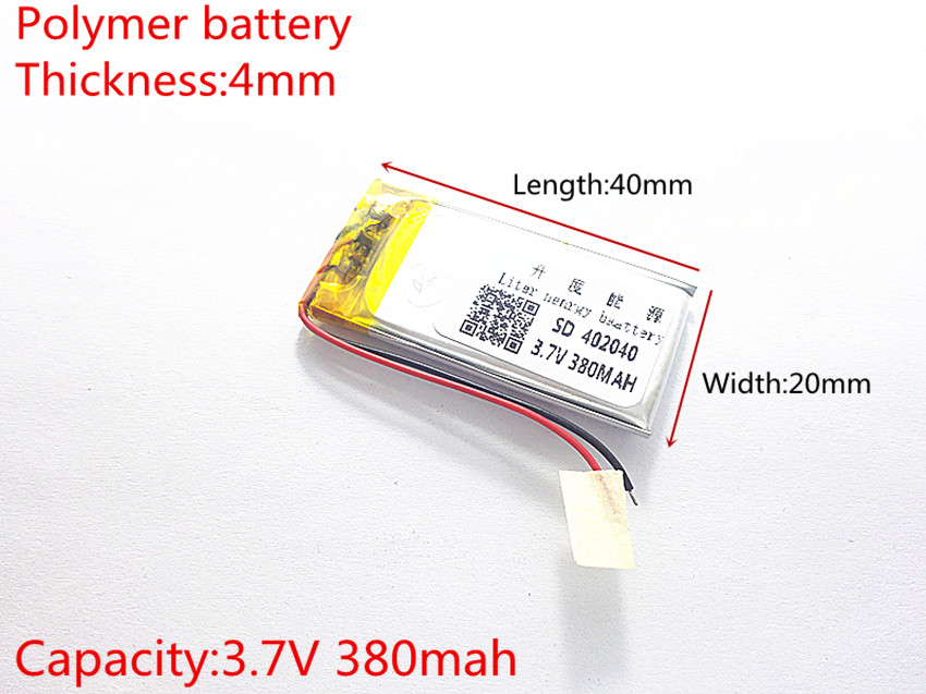 3.7v lithium-polymer-akkus (li-po, li-ion) 402040 380 mah für  mp3 mp4 mp5 gps-, psp- und bluetooth-fähige mobilgeräte