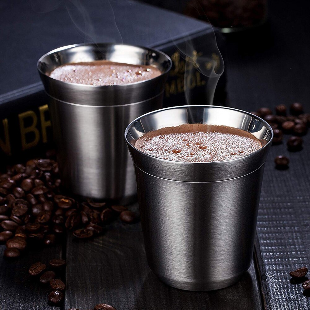 80ml /160ml Stainless Steel Espresso Cups Double Wall Demitasse Cups Vacuum Insulated Coffee Mug For True Espresso Coffee Lover