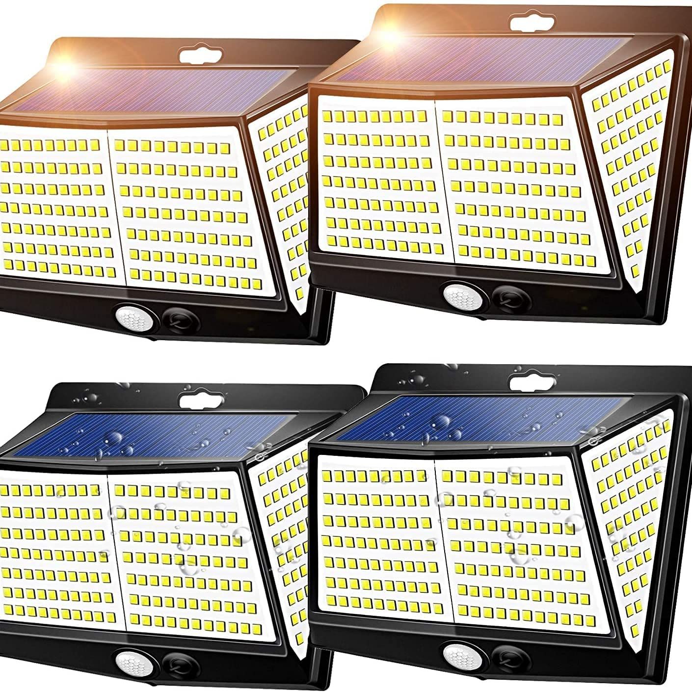 Claoner Solar Security Lights Outdoor 228led Motion Sensor Wall Lamps For Front Door, Backyard, Garage: 228LED-4PCS