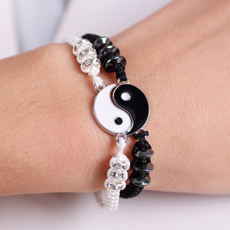 1Pair Couple Bracelet Chinese Retro Tai Chi Gossip Banish Bad Luck Hand Woven Rope BFF Best Friend Friendship Jewelry