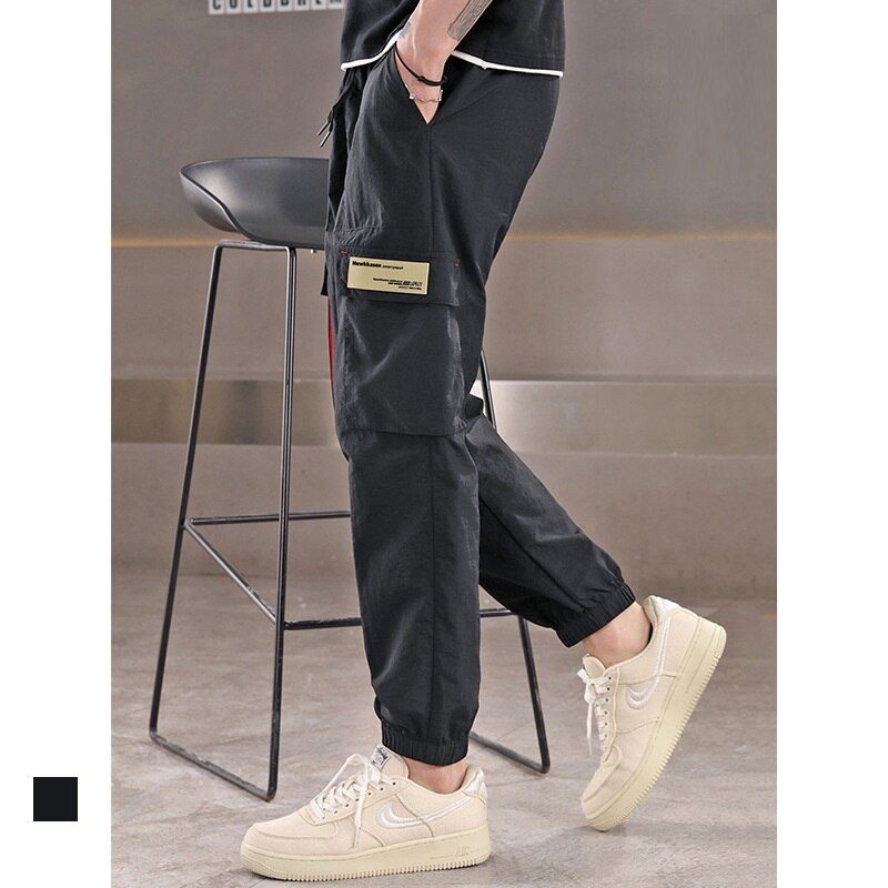 Sport Cargo Broek Mannen Multi-Pocket Functionele Sport Broek Jeugd Tij Geweven Casual Mannen Fitness Broek Jogger broek: Xxxl