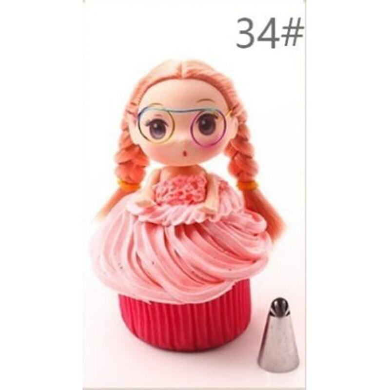 Wedding Cake Decorating Icing Stainless Steel Russian Nozzles Skirt Cake Nozzles Piping Tips Pastry Silicone Cake Tool: 34