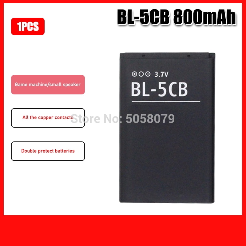 BL-5CB 800Mah Vervangende Batterij Voor Nokia 1000/1010/1100/1108/1110/1111/1112/1116/2730 BL-5CA BL-5CB Batterij
