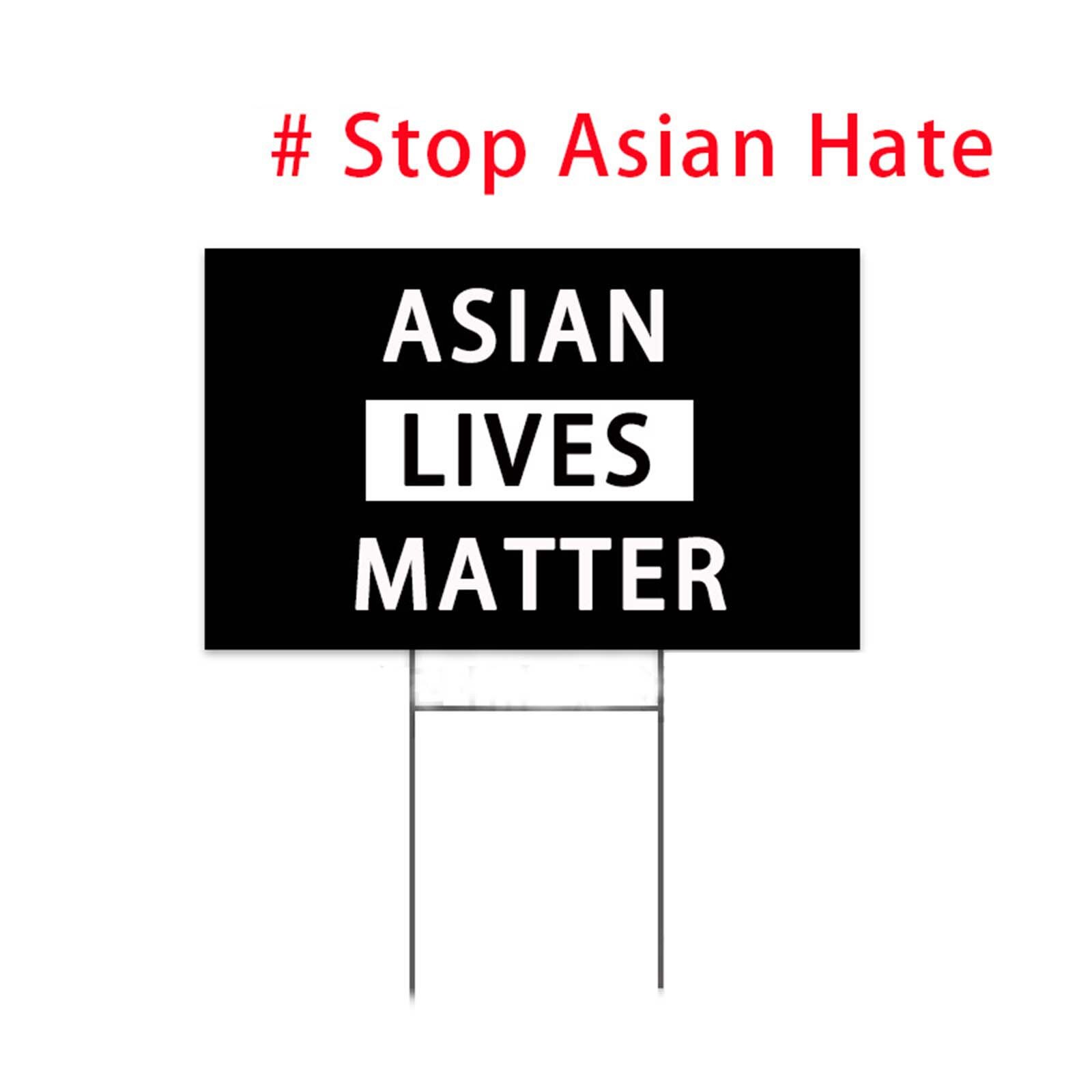 Stop Asian Hate Yard Sign with Stake, Civil Rights Lawn Sign, Stop Racism QW